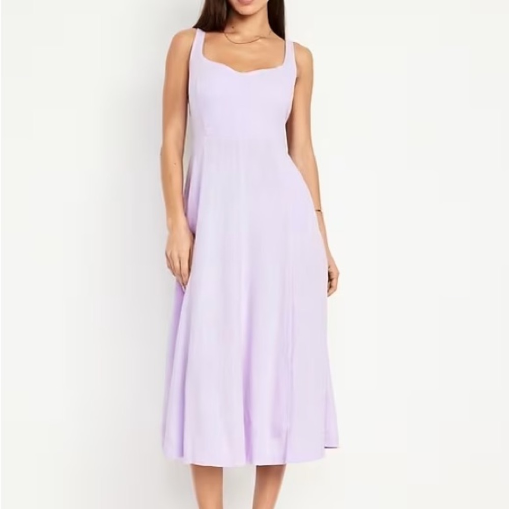 XL Old Navy Natural Linen Midi Dress with Pockets.